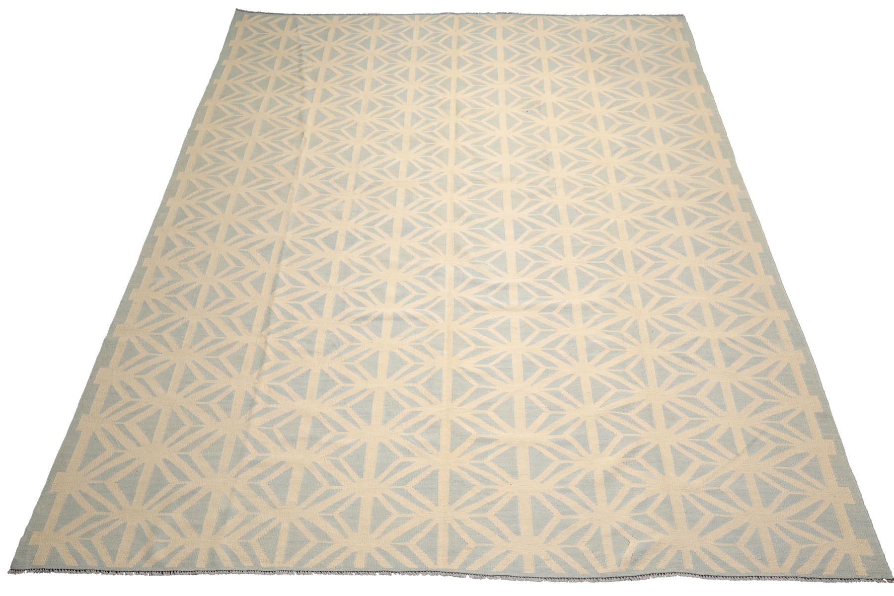 Knotted Rug Ivory Hand Knotted 10'5''x14'3" Transitional FlatweaveFlatweave Wool Oriental Area Rug