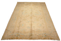 Knotted Rug Beige Hand Knotted 9'7''x13'7" Traditional Oushak Wool Oriental Area Rug