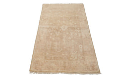 3x5 Tan, Beige, Color Hand Knotted Afghan Oushak Wool Transitional Oriental Rug