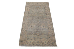 3x5 Gray, Beige, Aqua Color Hand Knotted Afghan Oushak Wool Transitional Oriental Rug