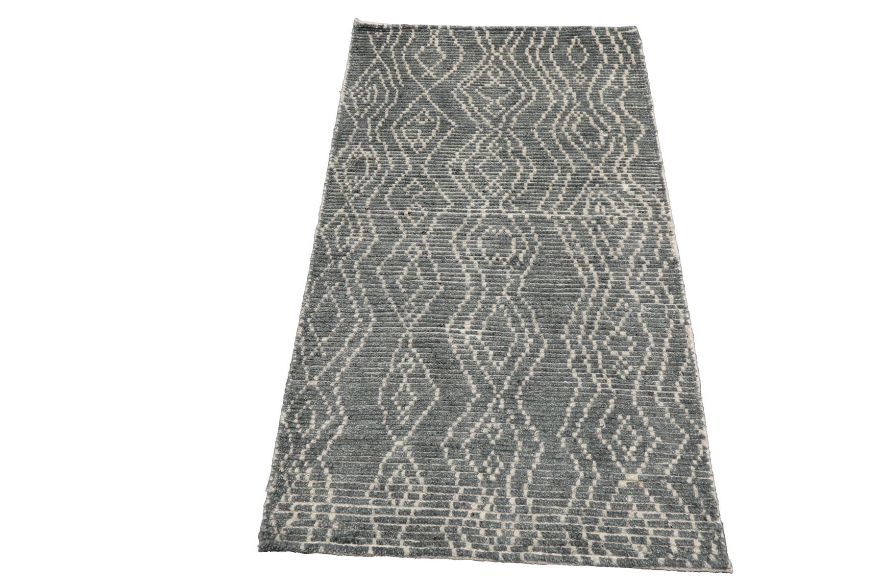 Knotted Rug Celadon Hand Knotted 3'0''x5'0" Afghan Moroccan Modern Contemporary Tribal Wool Oriental Area Rug