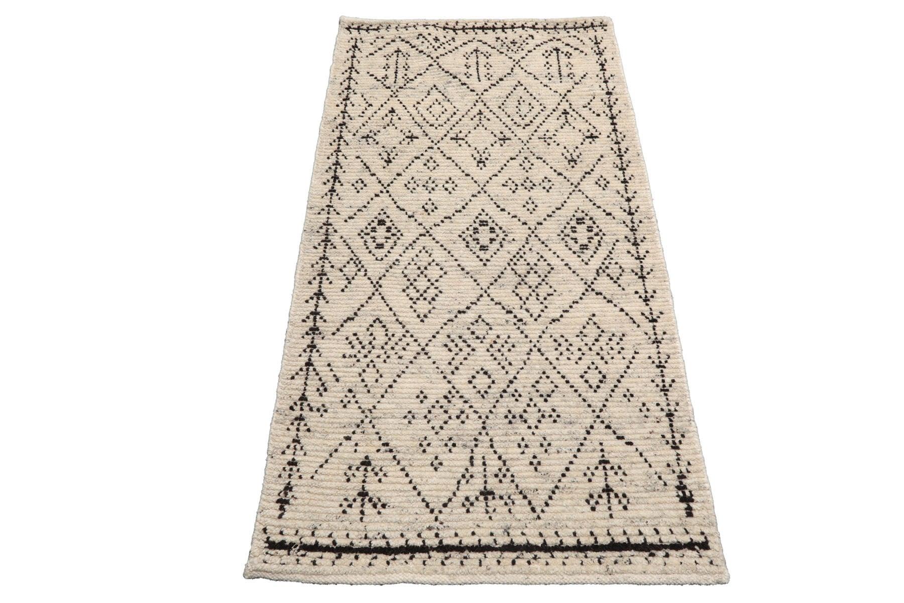 Knotted Rug Ivory Hand Knotted 3'0''x5'0" Afghan Moroccan Modern Contemporary Tribal Wool Oriental Area Rug