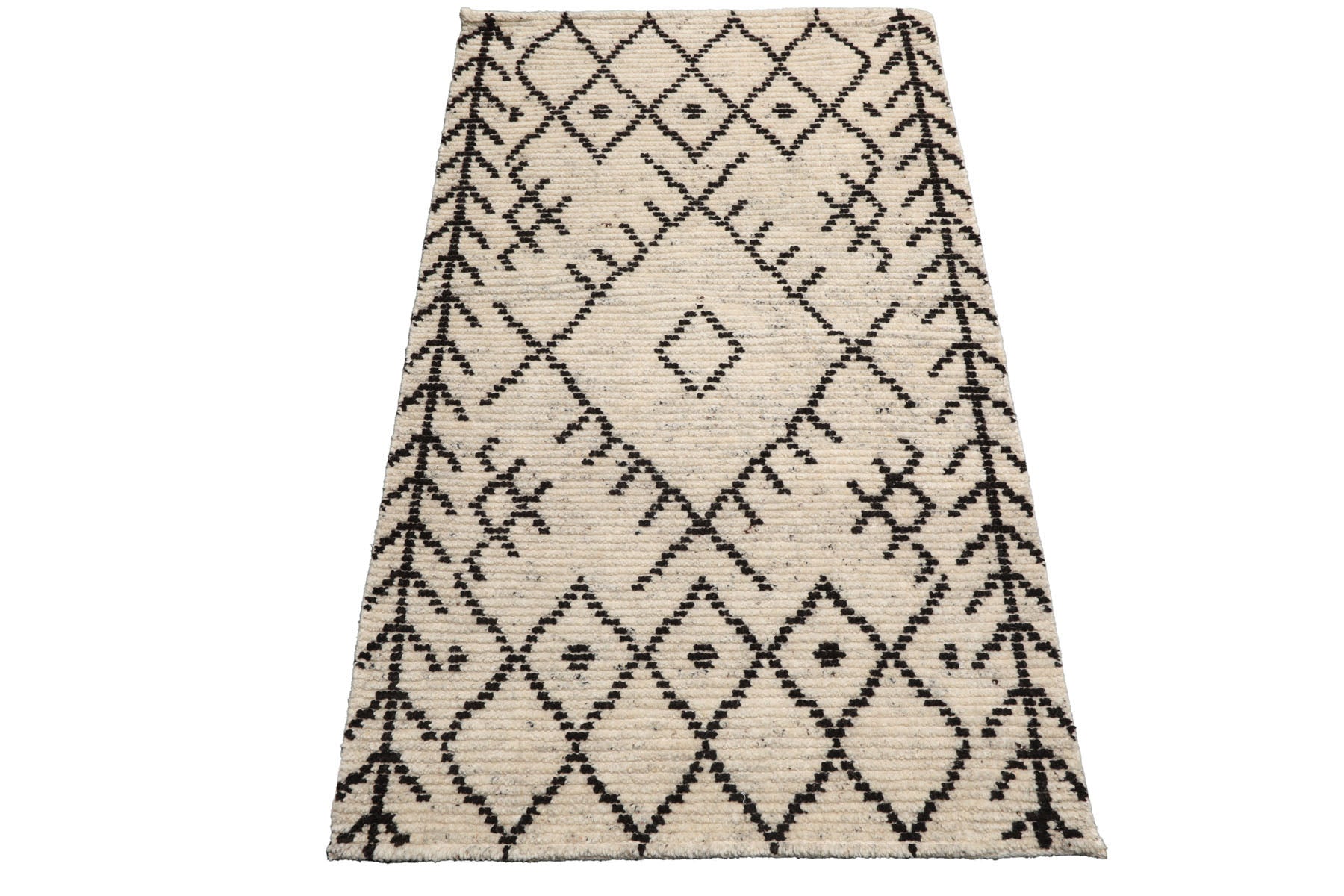 Knotted Rug Ivory Hand Knotted 3'0''x5'0" Afghan Moroccan Modern Contemporary Tribal Wool Oriental Area Rug
