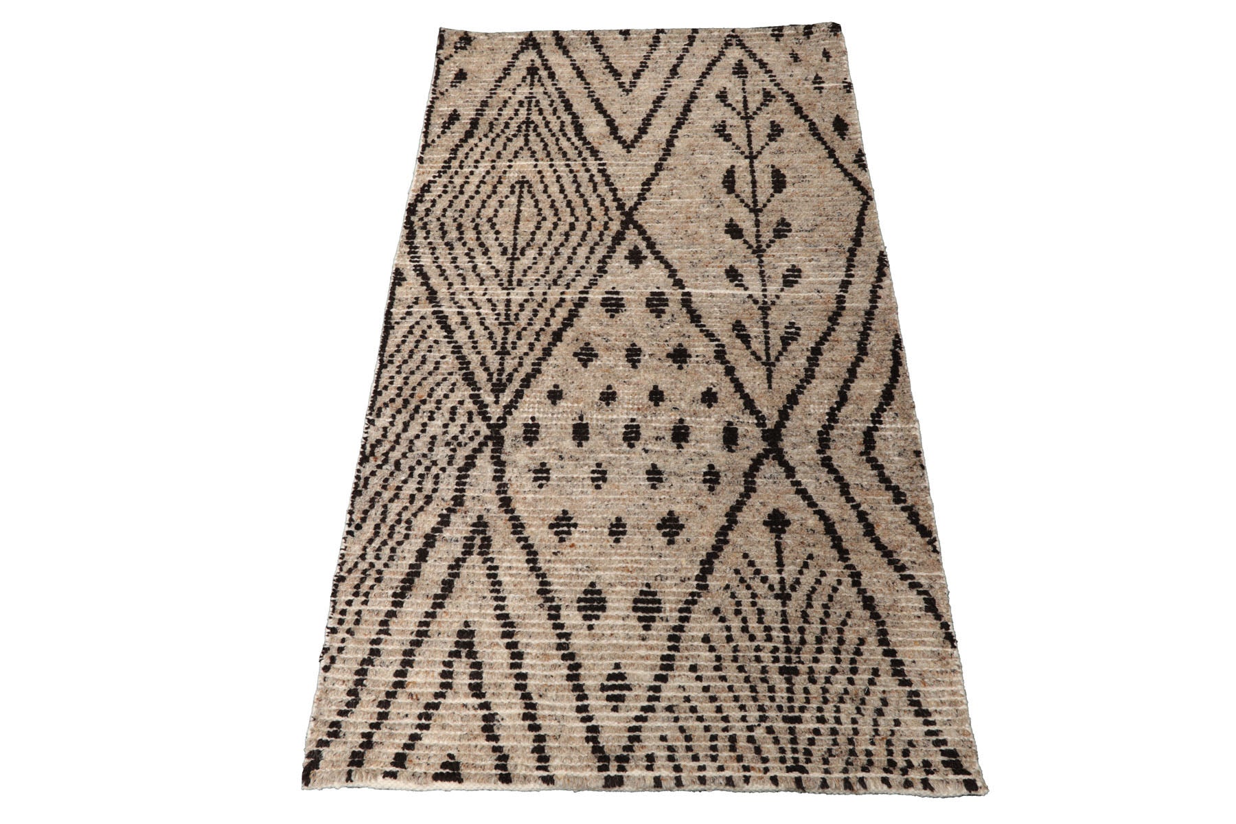 Knotted Rug Beige Hand Knotted 3'0''x5'0" Afghan Moroccan Modern Contemporary Tribal Wool Oriental Area Rug