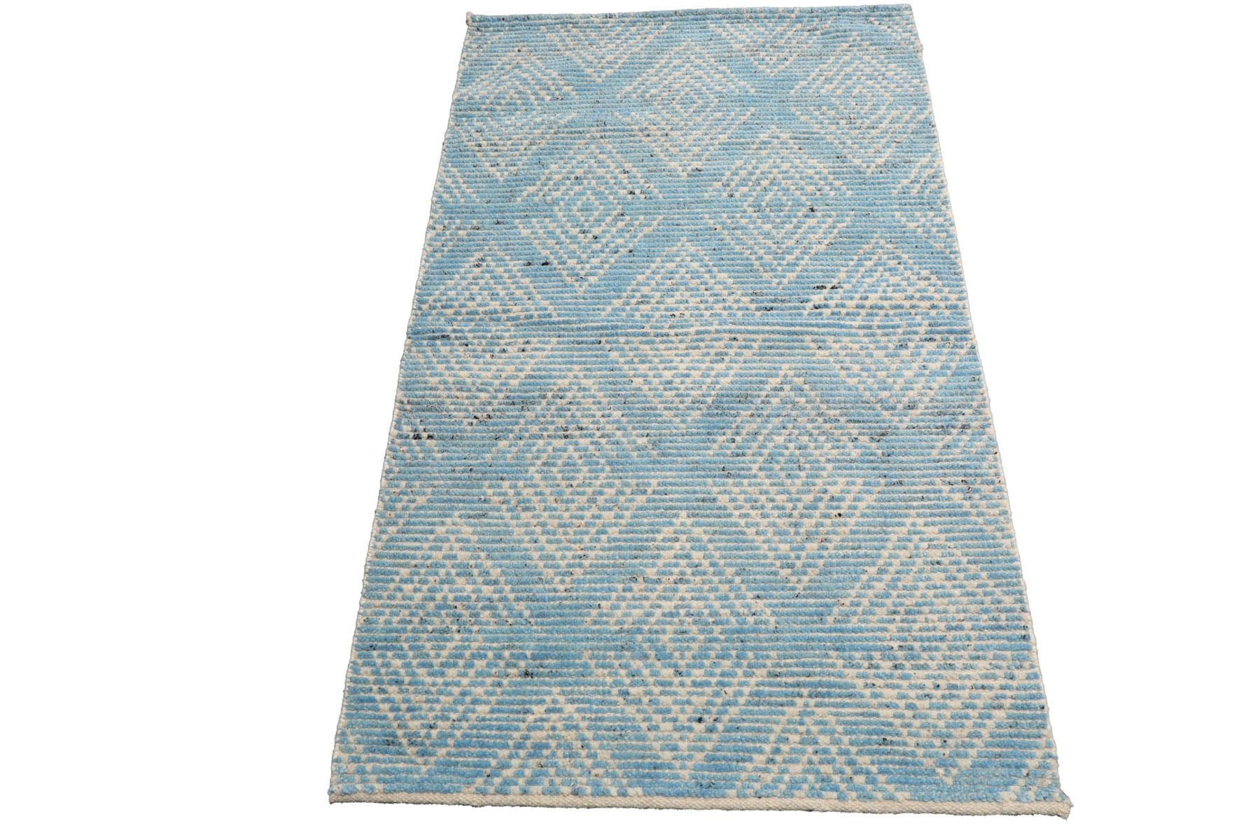 Knotted Rug Blue Hand Knotted 3'0''x5'0" Afghan Moroccan Modern Contemporary Tribal Wool Oriental Area Rug