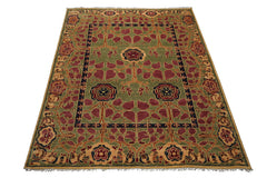 Knotted Rug Sage Hand Knotted 8x10 Arts & Crafts/Mission Stained Glass Oushak Wool Oriental Area Rug
