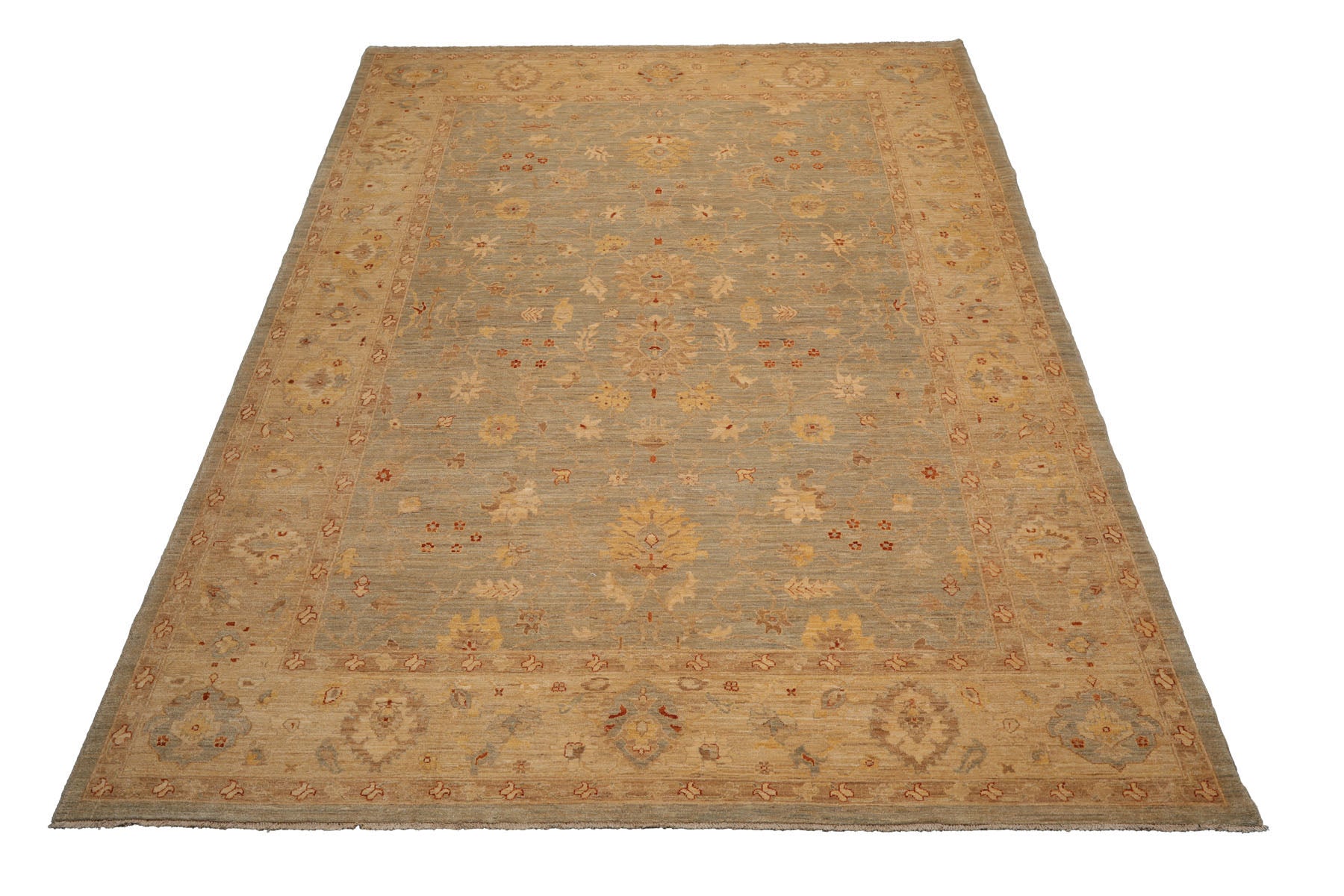 Knotted Rug Gray Ivory Hand Knotted 9'x12' Sino Persian Tabriz Mahi Traditional 300 KPSI 100% Wool Oriental Area Rug