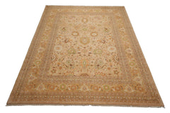 Knotted Rug Lime Brown Hand Knotted 9'x12' Pak Persian 16/18 Traditional 300 KPSI 100% Wool Oriental Area Rug