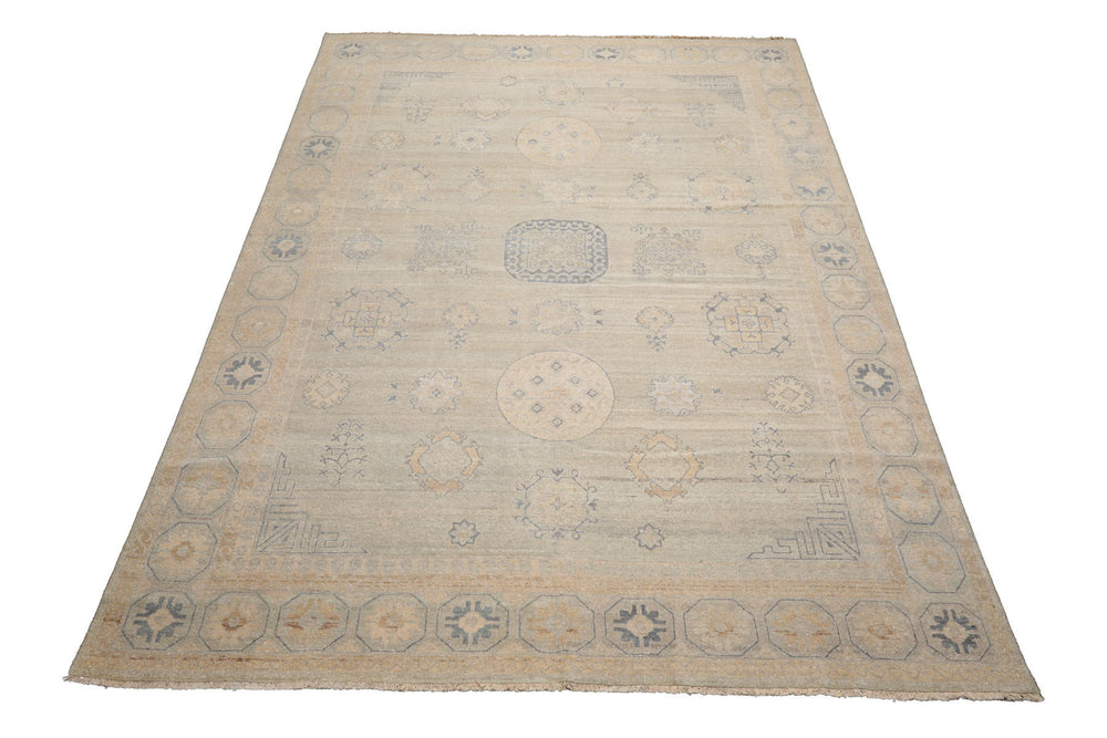 Multi Size Beige Mint Caramel Color Hand Knotted Afghan Oushak Wool Traditional Oriental Rug