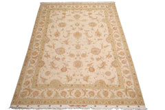 Knotted Rug Ivory Mint Hand Knotted 8'x10' Traditional 350 KPSI Wool and Silk Oriental Area Rug