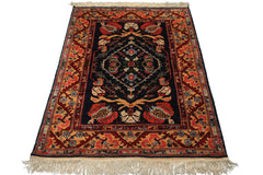 4x6 Navy, Gold, Burgundy Color Hand Knotted Turkish Oushak Wool  Oriental Rug