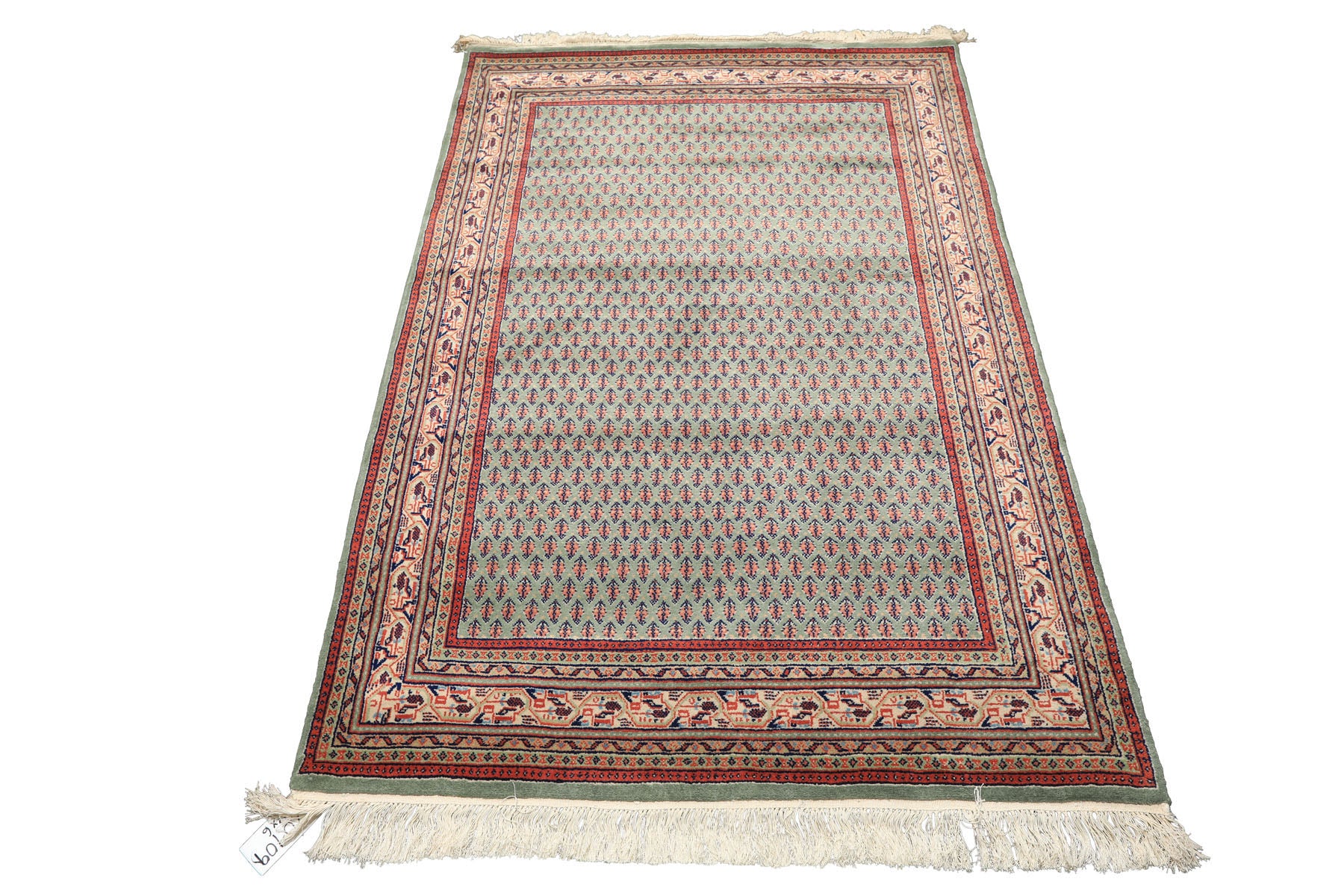 4x6 Sage, Rose, Blush Color Hand Knotted  Wool Traditional Oriental Rug