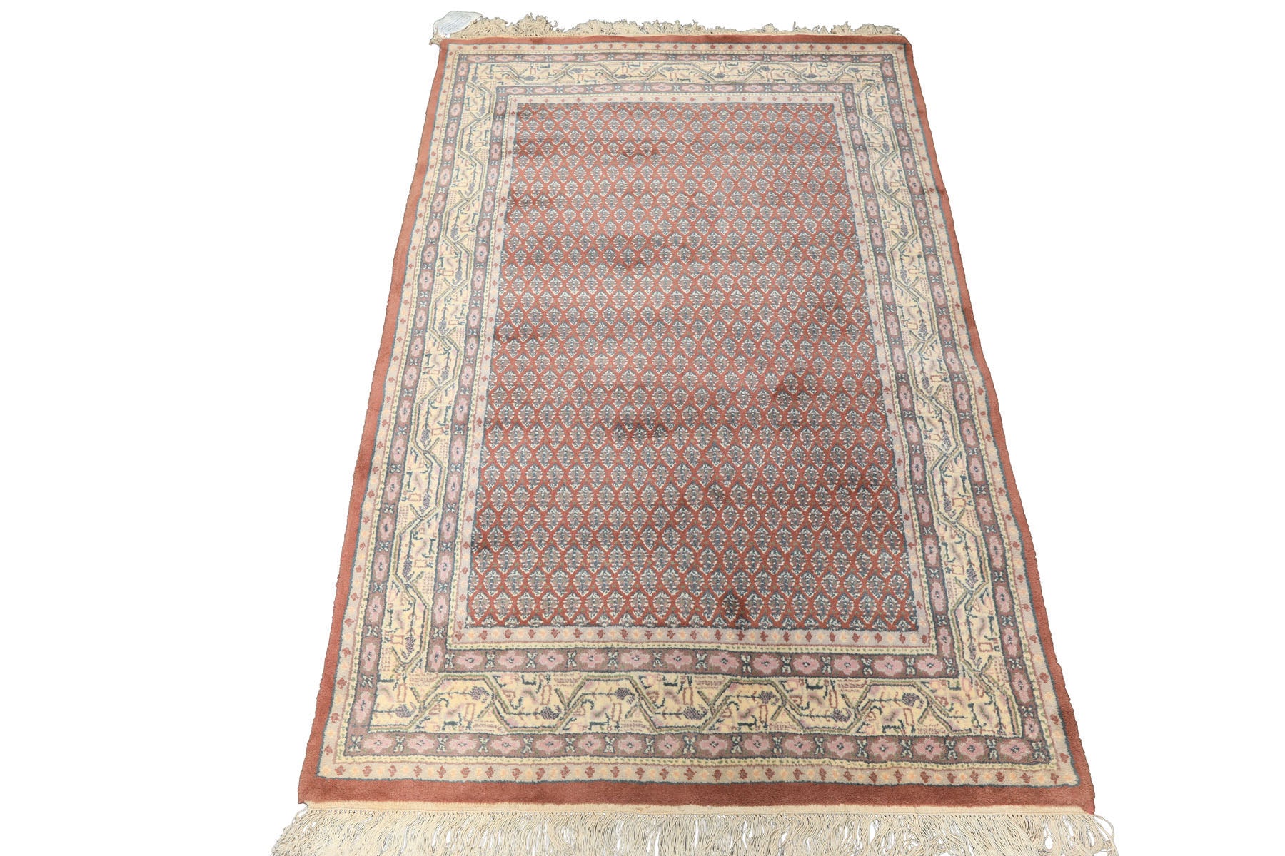 4x6 Rose, Ivory, Taupe Color Hand Knotted  Wool Traditional Oriental Rug