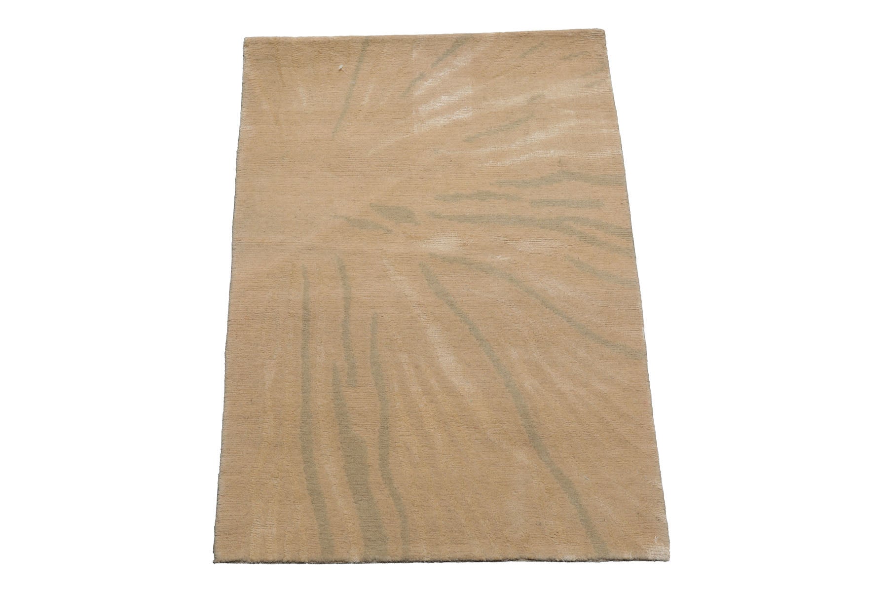 Knotted Rug Beige Gray Hand Knotted 2'x3' Tibetan Modern Contemporary Wool and Silk Oriental Area Rug