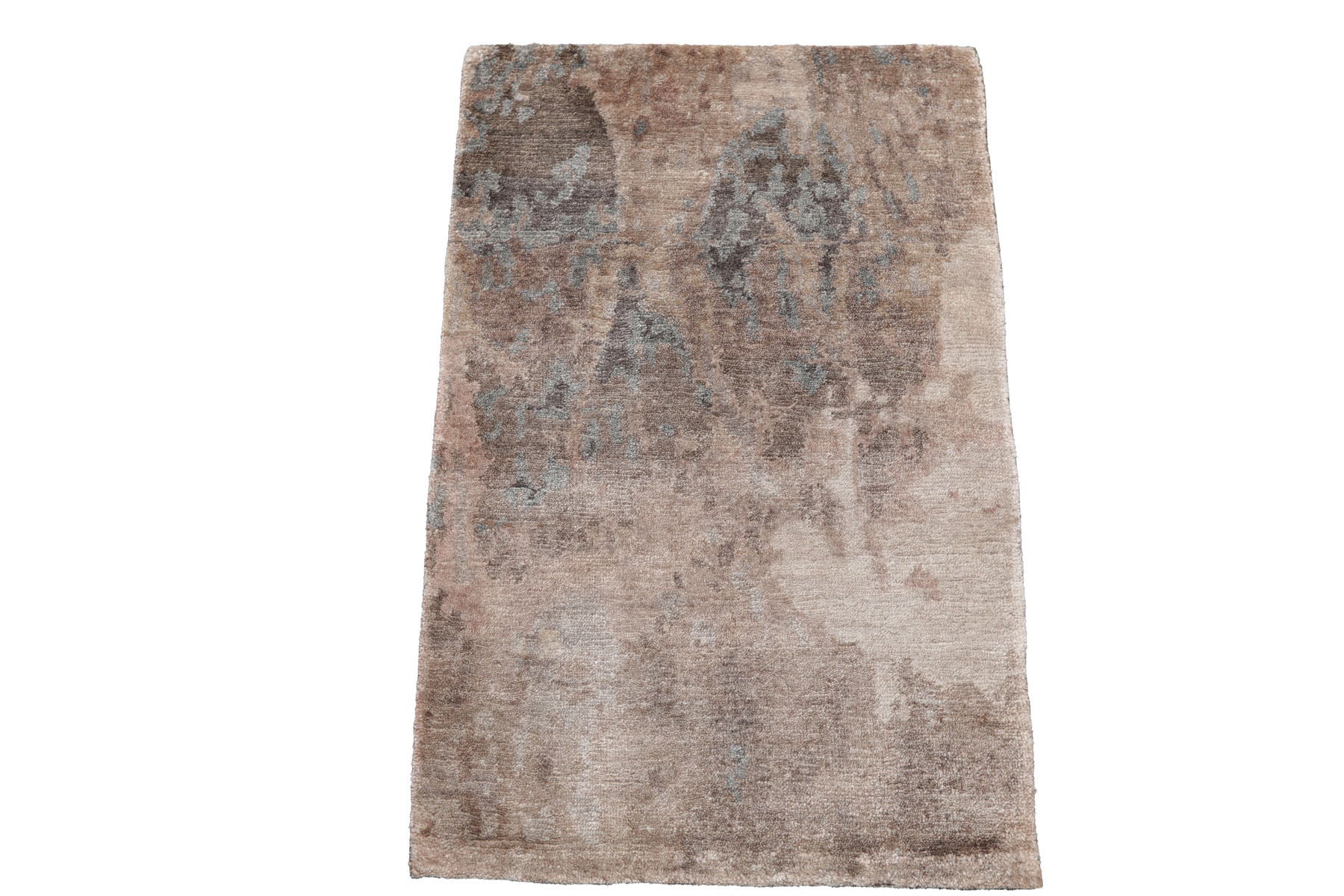 Knotted Rug Gray Taupe Hand Knotted 2'x3' Tibetan Transitional Wool and Silk Oriental Area Rug