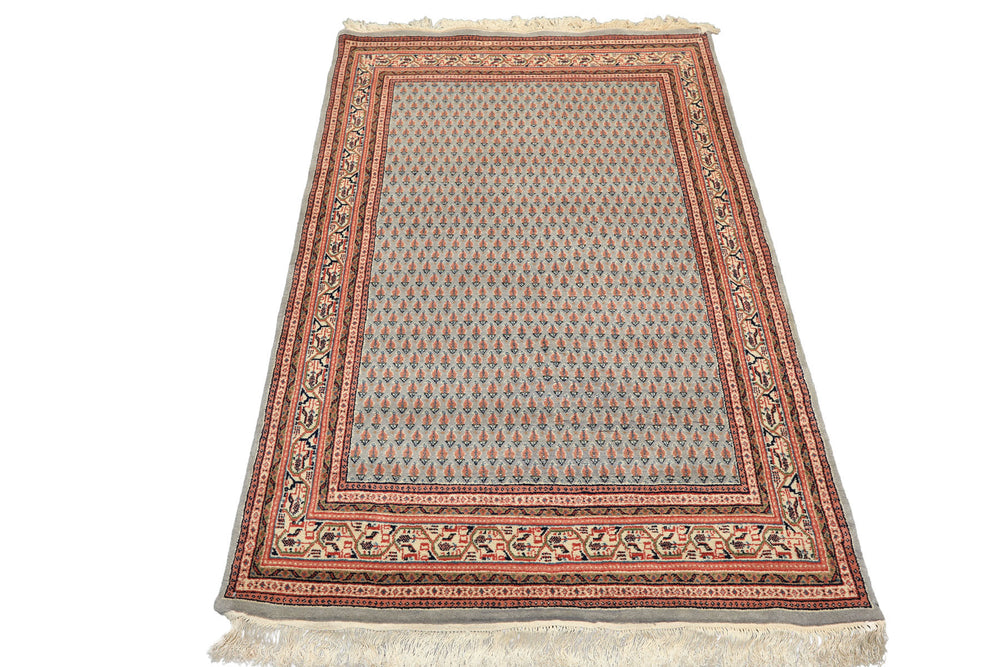 4x6 Slate, Ivory, Rose Color Hand Knotted  Wool Traditional Oriental Rug