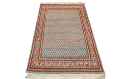 4x6 Slate, Ivory, Rose Color Hand Knotted  Wool Traditional Oriental Rug