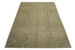 Knotted Rug Moss Tone on Tone Hand Knotted 9'x12' Modern Contemporary Tibetan 100% Wool Oriental Area Rug