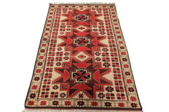 4x6 Ivory, Red, Maroon Color Hand Knotted Turkish Kula Wool Traditional Oriental Rug
