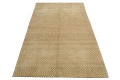 Knotted Rug Beige Sage Hand Knotted 4'x6' Michaelian and Kohlberg Modern Contemporary Tibetan 100% Wool Oriental Area Rug