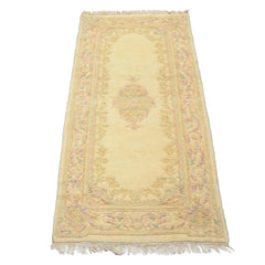 Runner Ivory, Mint, Lavender Color Hand Knotted French Aubusson Savonnerie Wool Traditional Oriental Rug