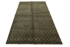 Knotted Rug Green Slate Hand Knotted 5'x7' Michaelian and Kohlberg Modern Contemporary Tibetan 100% Wool Oriental Area Rug