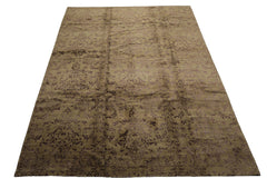 Knotted Rug Moss Graphite Hand Knotted 9'x12' Mark Phillips Damask Contemporary Tibetan 100% Wool Oriental Area Rug