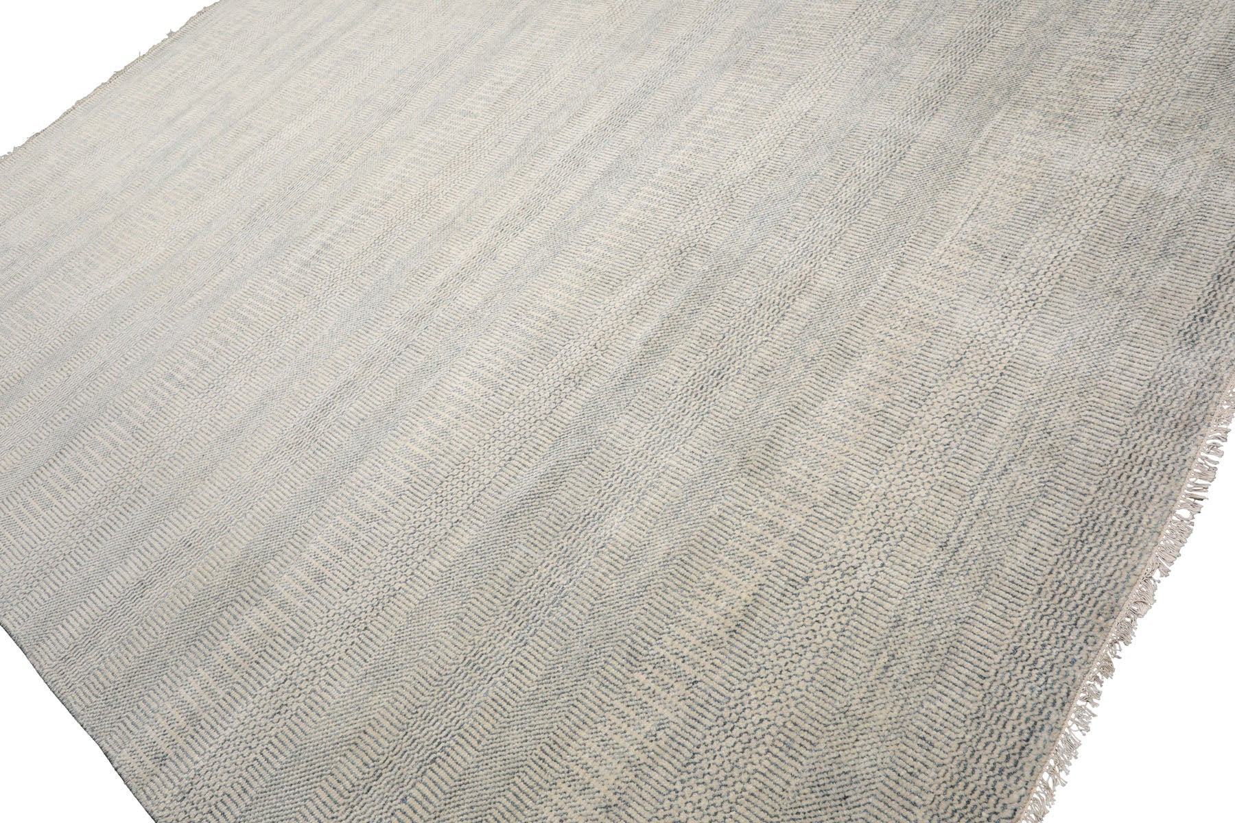 Knotted Rug Beige Gray Hand Knotted Multi Size Wool and Silk Grass Modern Rugs