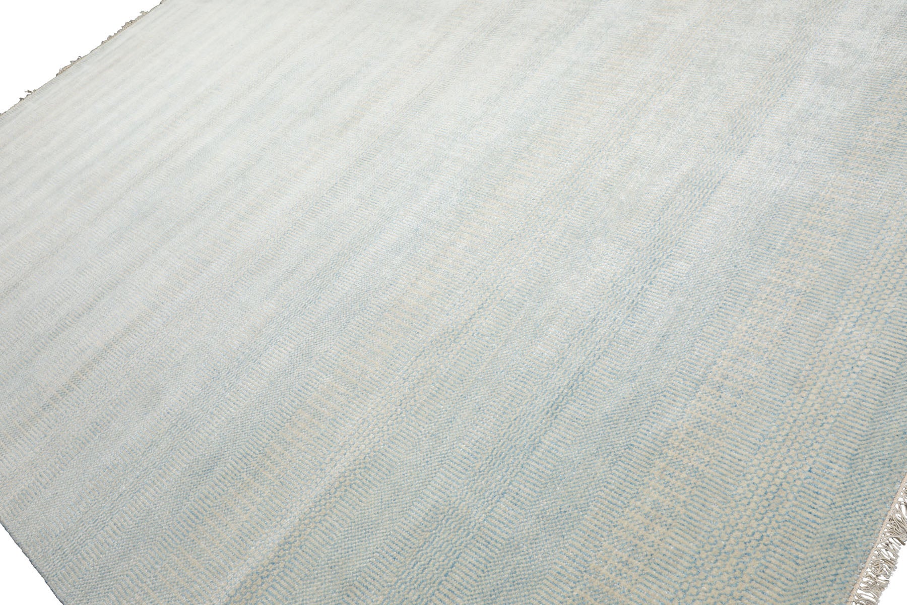 Knotted Rug Blue White Hand Knotted Multi Size Wool and Silk Grass Modern Rugs