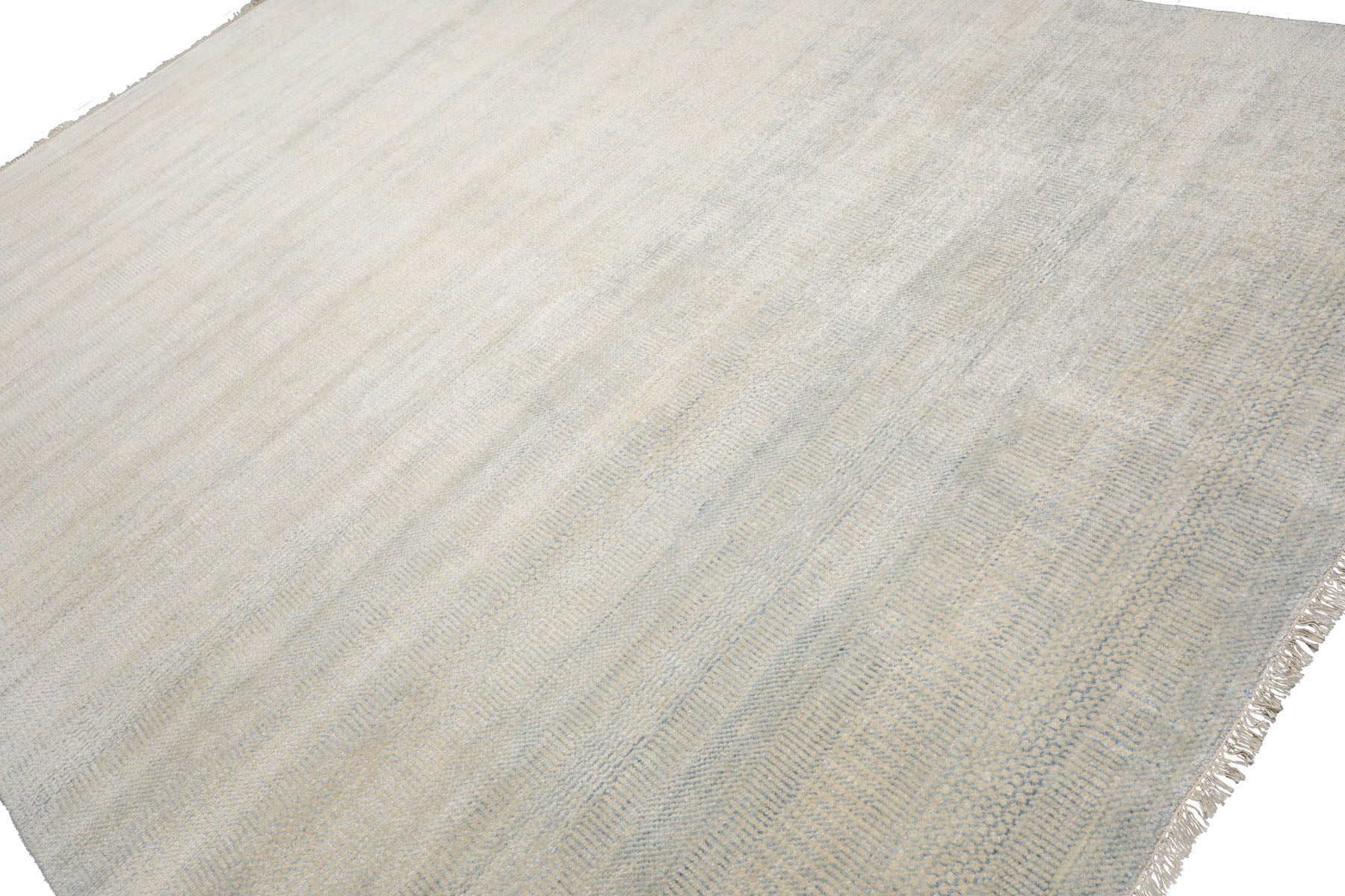 Knotted Rug Beige Gray Hand Knotted Multi Size Wool and Silk Grass Modern Rugs