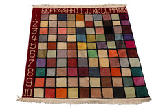 Knotted Rug Hand Knotted 3'6''x3'6'' Modern Contemporary Wool Oriental Area Rug