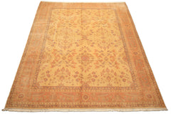 9x12 Beige, Blush, Gray Color Hand Knotted Oushak Wool Traditional Oriental Rug