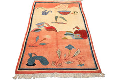 6x9 Ivory, Blush, Red Color Hand Knotted Gabbeh Wool Modern & Contemporary Oriental Rug