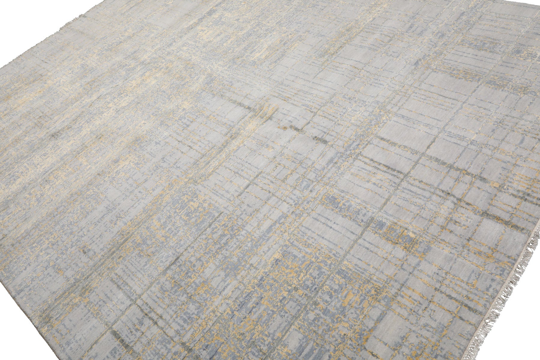 Knotted Rug Gray Beige Hand Knotted Multi Size Wool and Silk Sherpa Modern Rugs