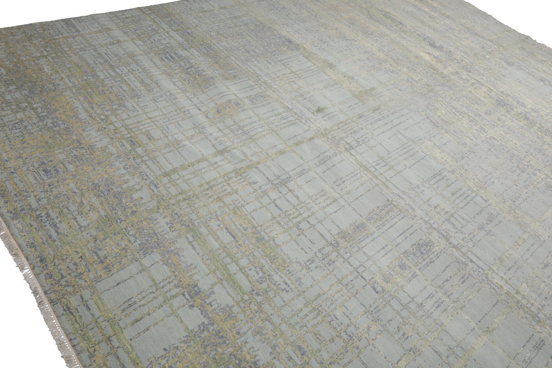 Knotted Rug Blue Green Hand Knotted Multi Size Wool and Silk Sherpa Modern Contemporary Rugs