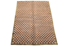 5x7 Gray, Brown, Sage Color Hand Knotted Tibetan Wool & Silk Moden & Contemporary Oriental Rug