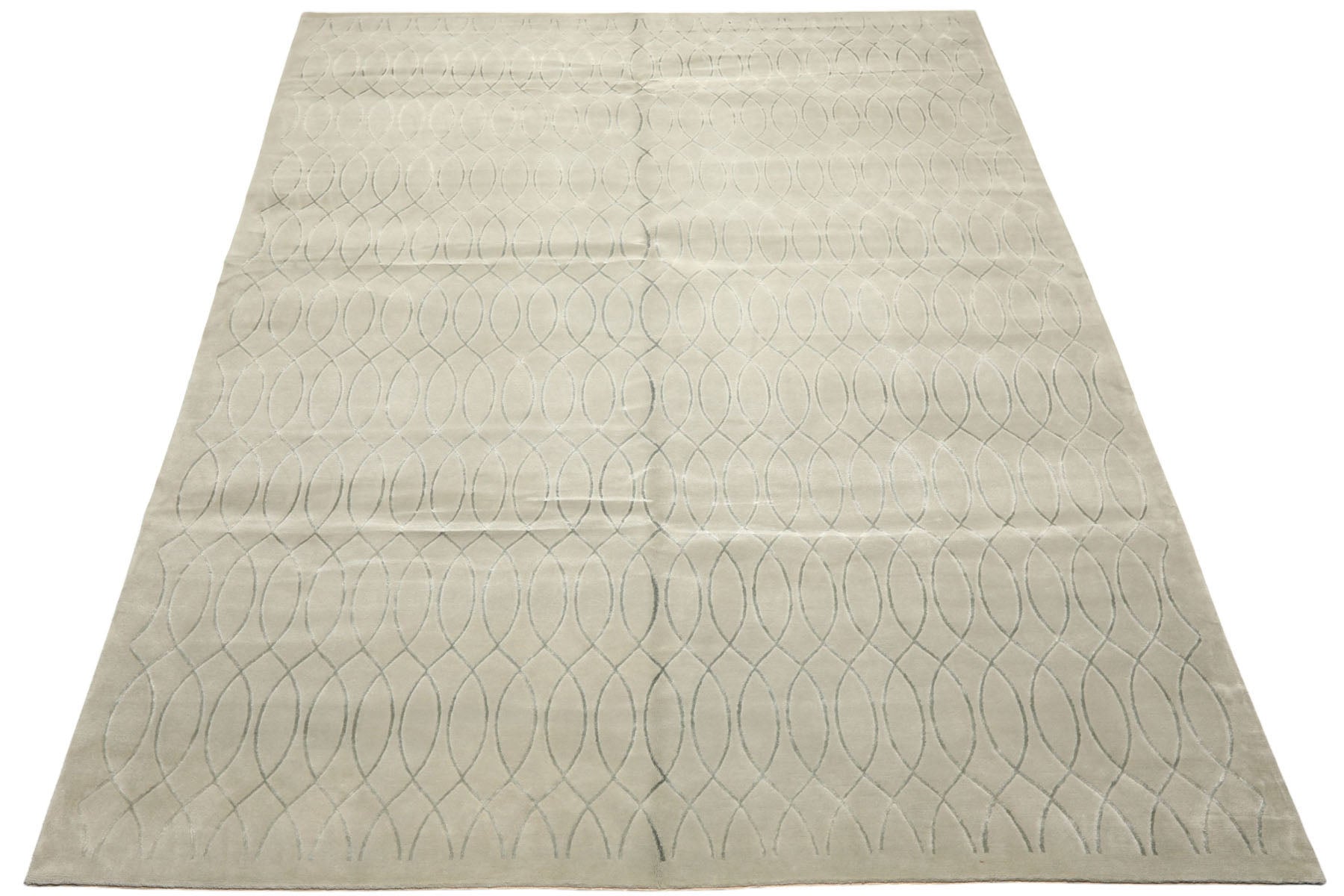 9x12 Tone on Tone Faded Seafoam, , Color Hand Knotted Tibetan Wool & Pure Silk Modern & Contemporay Oriental Rug