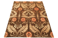 8x10 Brown, Tan, Peach Color Hand Knotted Tibetan Wool & Pure Silk Traditional Oriental Rug