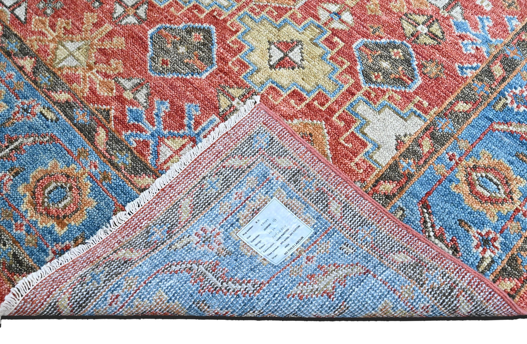 Multi Size Rust Blue Aqua Color Hand Knotted Oushak Wool Transitional Oriental Rug