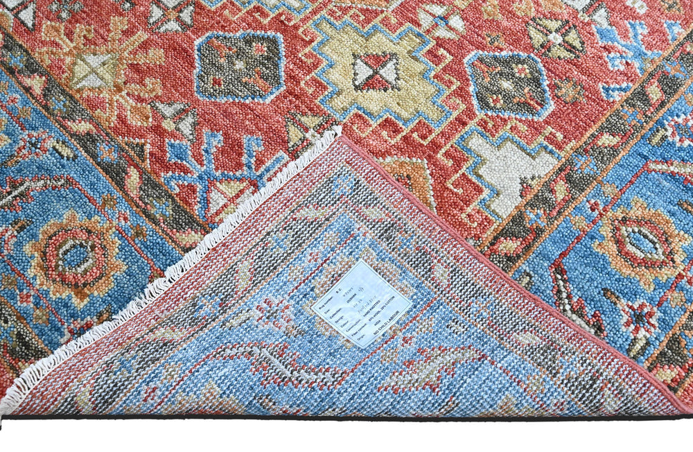 Multi Size Rust Blue Aqua Color Hand Knotted Oushak Wool Transitional Oriental Rug