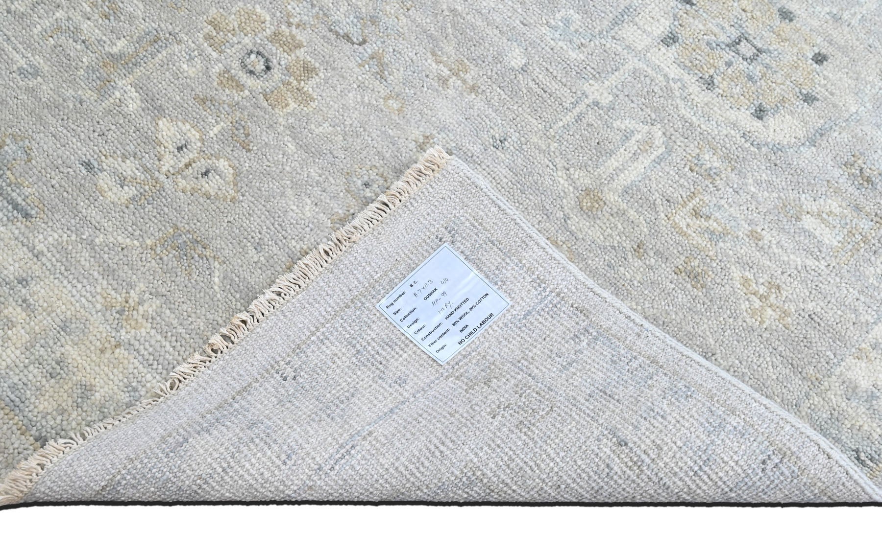 Multi Size Gray Ivory Multi Color Hand Knotted Oushak Wool Transitional Oriental Rug