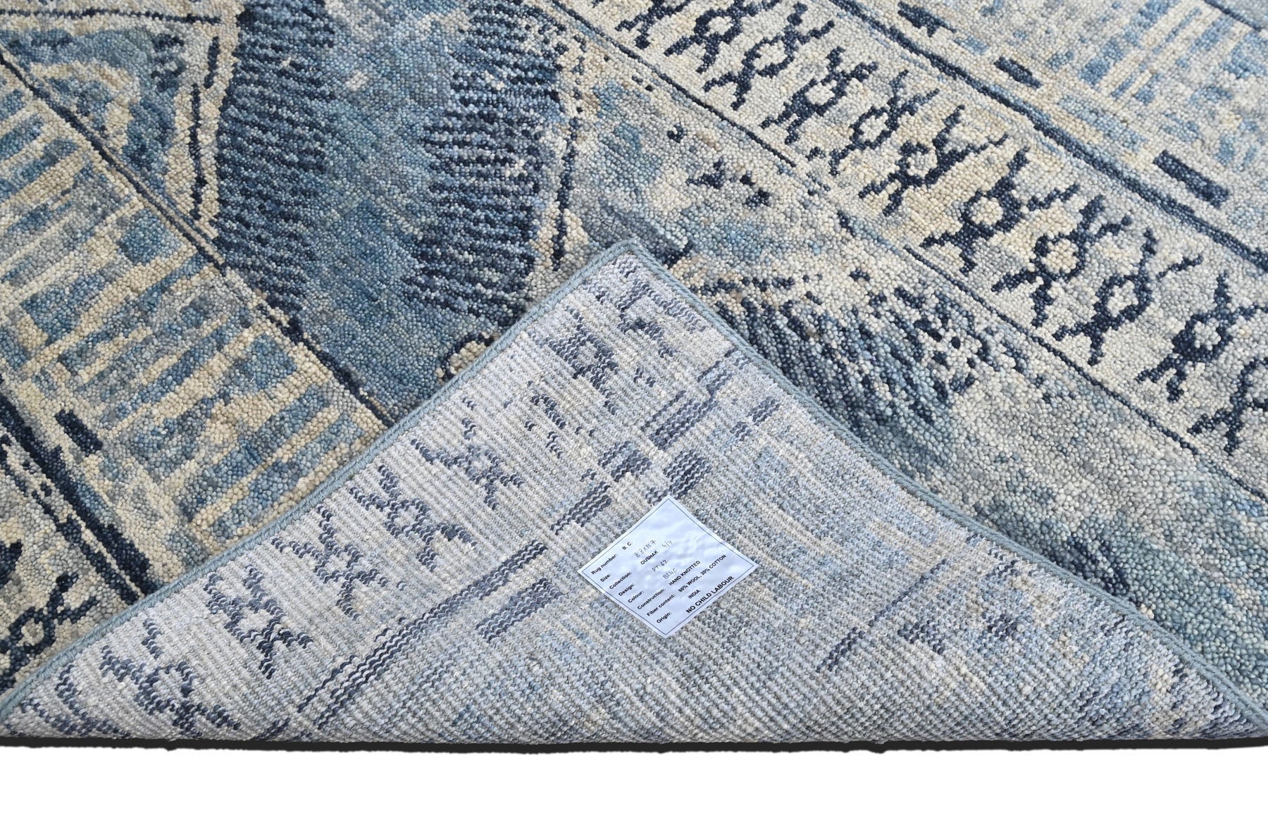 Multi Size Blue Gray Navy Color Hand Knotted Oushak Wool  Oriental Rug