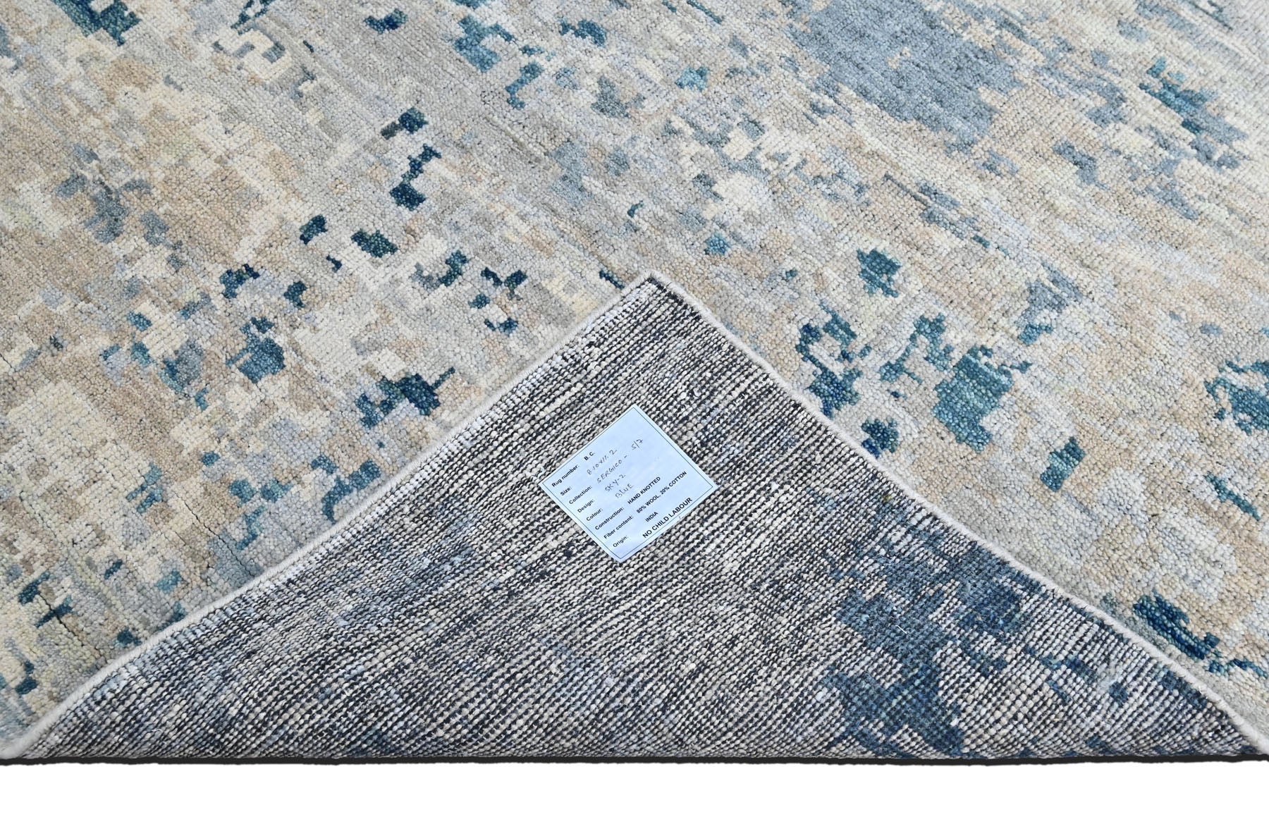 Multi Size Gray Blue Slate Color Hand Knotted Tibetan Wool  Oriental Rug