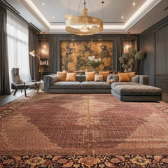 12x18 Black, Rust, Rose Color Hand Knotted Sino Persian Wool & Silk Traditional Oriental Rug