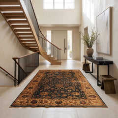 Palace Teal, Beige, Gold Color Hand Knotted Agra New Zealand Wool Traditional Oriental Rug