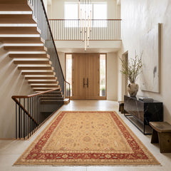 10x14 Tan, Gold, Burnt Orange Color Hand Knotted Soumak Wool Transitional Oriental Rug