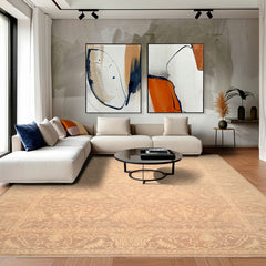 9x12 Tan, Ivory, Color Hand Knotted Peshawar Wool Transitional Oriental Rug