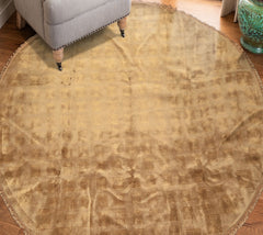 Round Tan, Gold, Color Hand Knotted Tibetan New Zealand Wool Transitional Oriental Rug