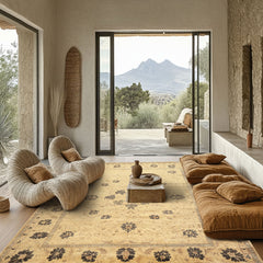 9x12 Beige, Brown, Chocolate Color Hand Knotted Oushak New Zealand Wool Transitional Oriental Rug