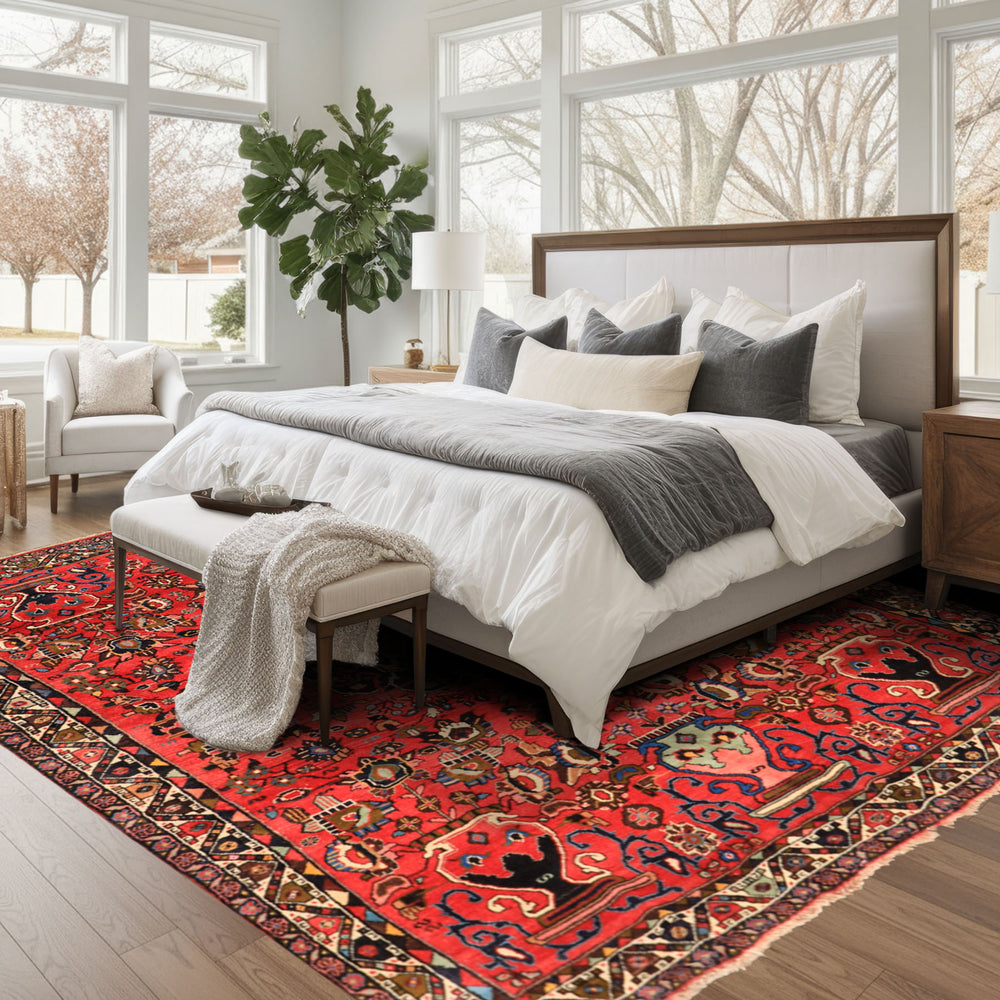 6x9 Rose, Peach, Gray Color Hand Knotted Tabriz Wool Traditional Oriental Rug